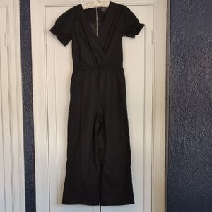 J. Crew Black V-Neck Jumpsuit with Wide-Leg Design
